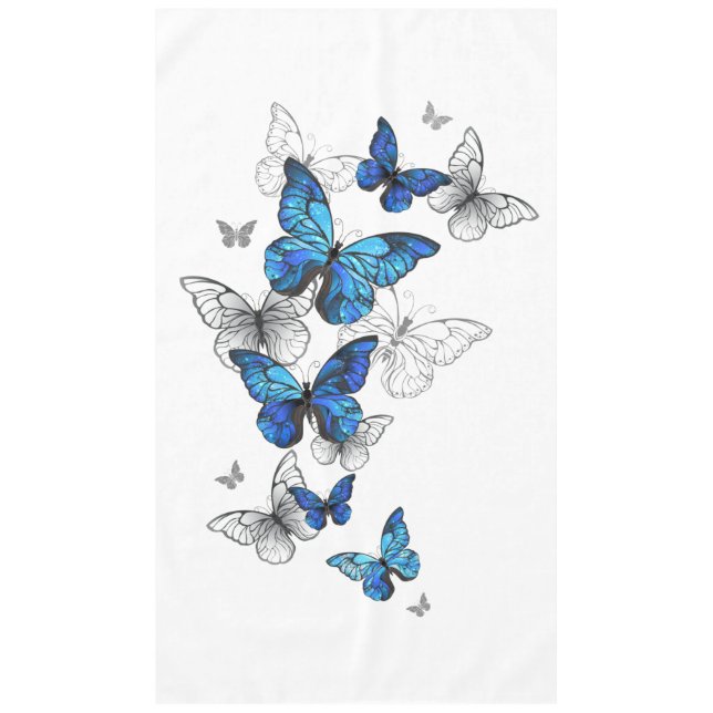 Blue Flying Butterflies Morpho Tablecloth (Front)