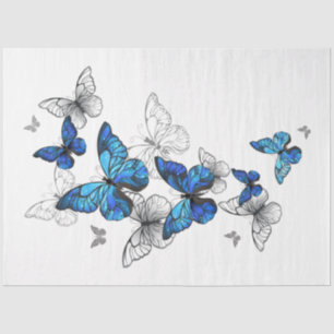 Blue Flying Butterflies Morpho Tissue Paper