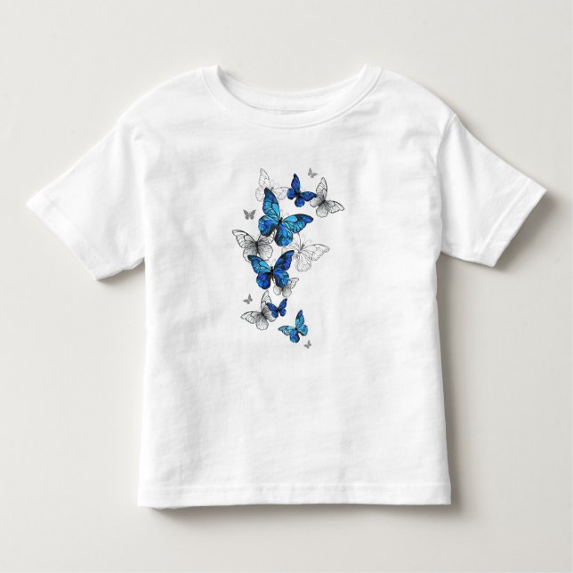 Blue Flying Butterflies Morpho Toddler T-Shirt (Front)