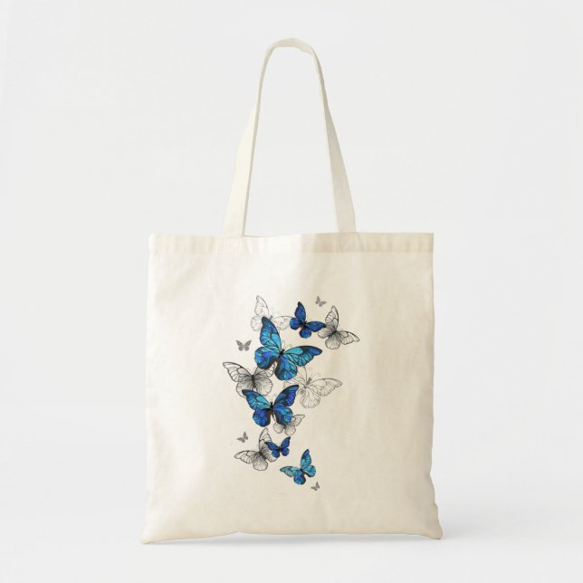 Blue Flying Butterflies Morpho Tote Bag (Front)