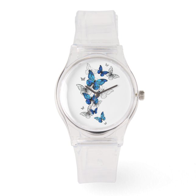 Blue Flying Butterflies Morpho Watch (Front)