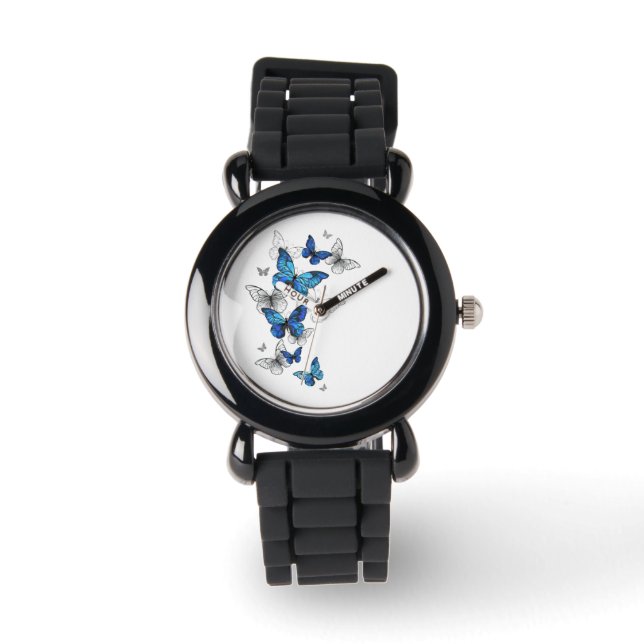Blue Flying Butterflies Morpho Watch (Front)