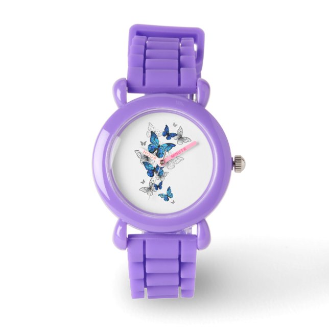 Blue Flying Butterflies Morpho Watch (Front)