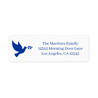 Blue Flying Peace Dove Return Address Label