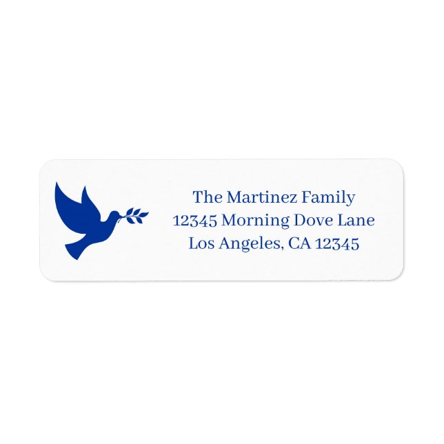 Blue Flying Peace Dove Return Address Label (Front)