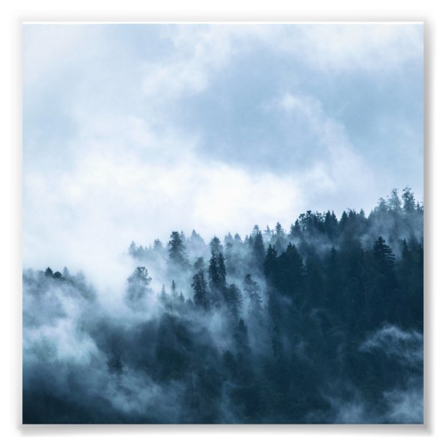 Blue Foggy Rocky Mountains Colorado USA Adventure Photo Print (Front)