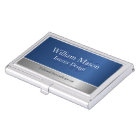 Blue Foil and Steel, Monogram Business Card Holder