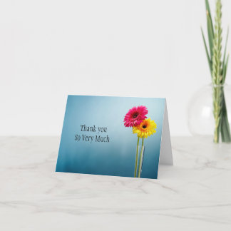 Blue Folded Thank You Card with flowers