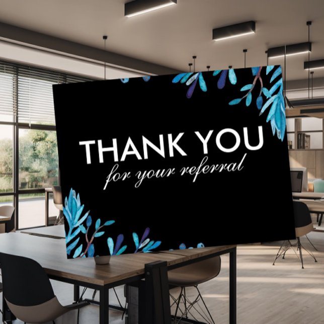 blue foliage black REFERRAL THANK YOU POSTCARD (Creator Uploaded)