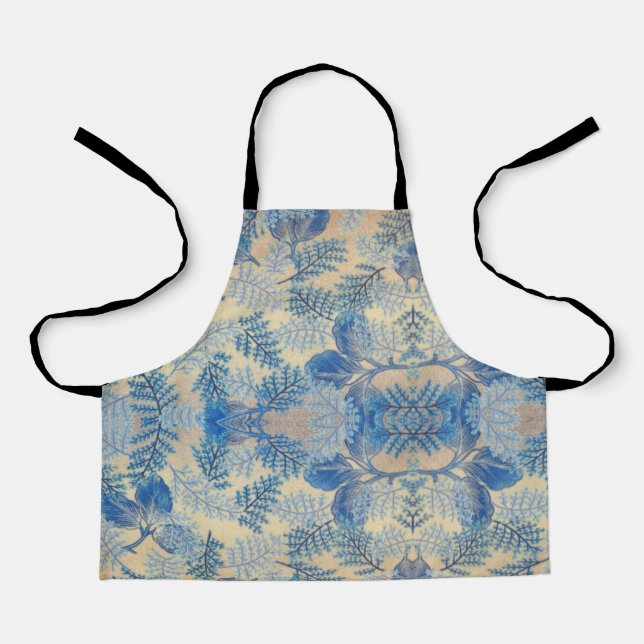 Blue Foliage On Abstract Pattern Background Apron (Front)