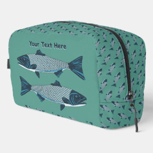 Blue Folk Art Trout/Salmon Dopp Kit