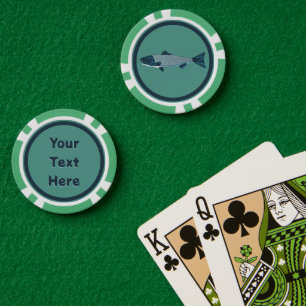 Blue Folk Art Trout/Salmon Poker Chips