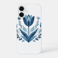 Blue Folk Floral Pattern