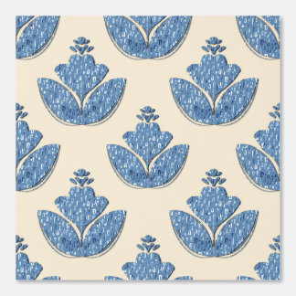 Blue Folk Floral Pattern | Vintage-Inspired Wallpa Wallpaper