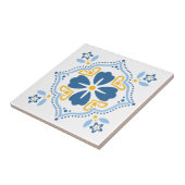 Blue Folk Flower Azulejo Ceramic Tile (Side)