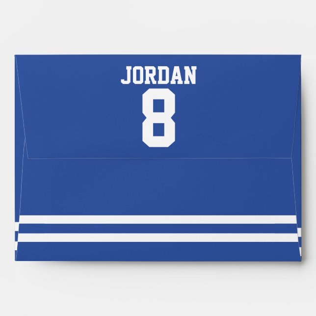 Blue Football Jersey - Sports Theme Birthday Party Envelopes (Back (Top Flap))