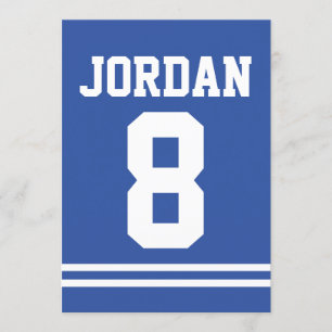 Blue Football Jersey Sports Theme Party Thank You Card