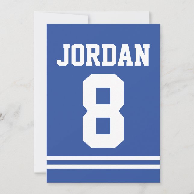 Blue Football Jersey Sports Theme Party Thank You Card (Front)