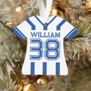 Blue Football Jersey Uniform with number Ornament