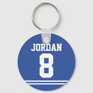 Blue Football Jersey with Number Key Ring