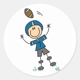 Blue Football Player Tshirts and Gifts Classic Round Sticker