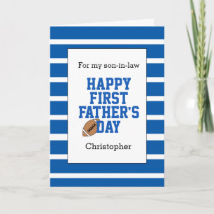 Blue Football Son-in-Law 1st Father's Day Card
