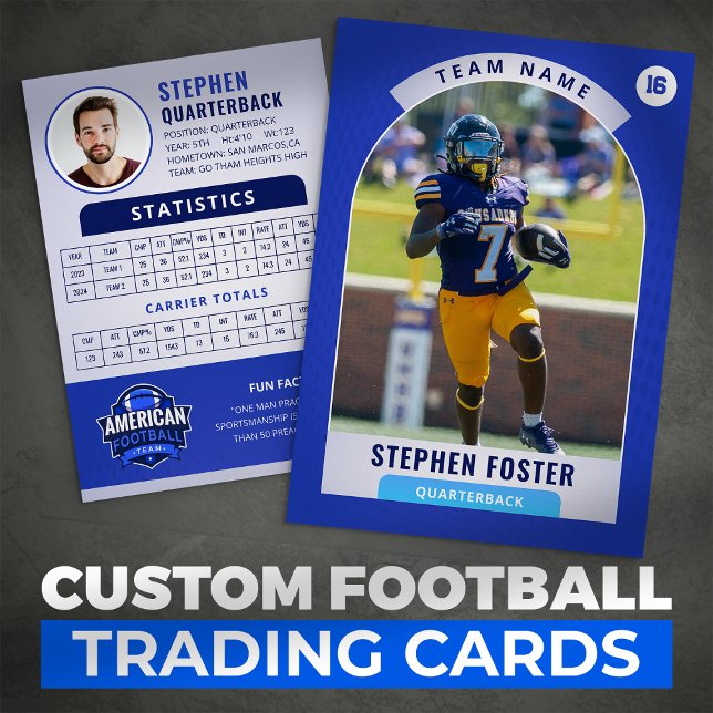 Blue Football Trading Card, Custom Sports Card (Creator Uploaded)