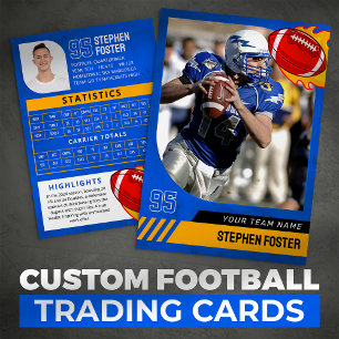 Blue Football Trading Card Sport Player Photo