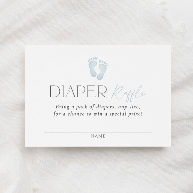 Blue Footprint Baby Shower Diaper Raffle Ticket Enclosure Card (Creator Uploaded)