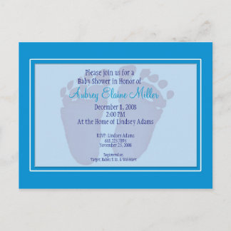 Blue Footprint Baby Shower Invitation