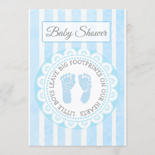 Blue Footprints Boys Baby Shower Invitation