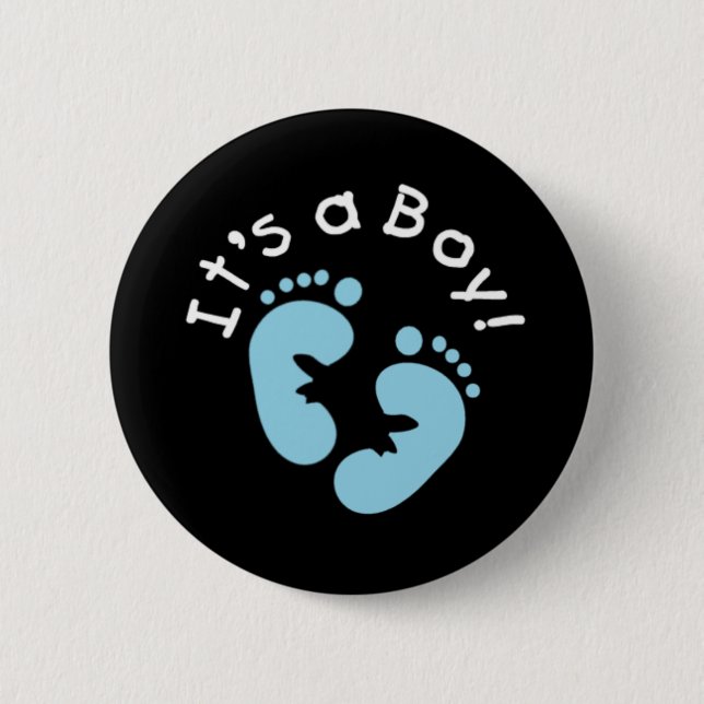 Blue Footprints It's a Boy 6 Cm Round Badge (Front)