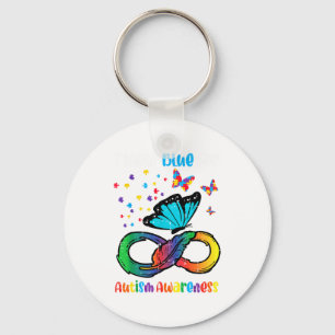 Blue For Autism Awareness Infinity Butterfly Women Key Ring