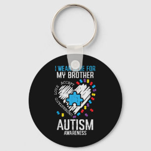 Blue For My Brother Autism Awareness Family Sister Key Ring