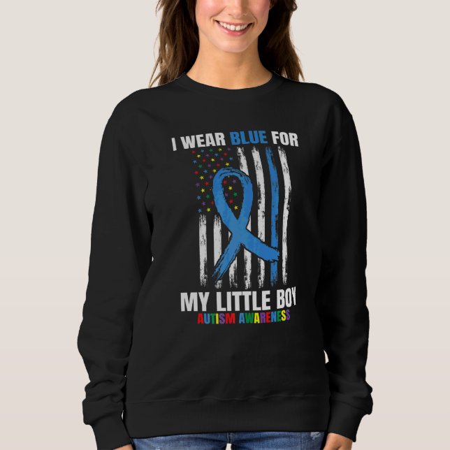 Blue For My Little Boy Son Autism Awareness Americ Sweatshirt (Front)