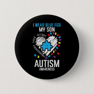 Blue For My Son Autism Awareness Asd Family Parent 6 Cm Round Badge