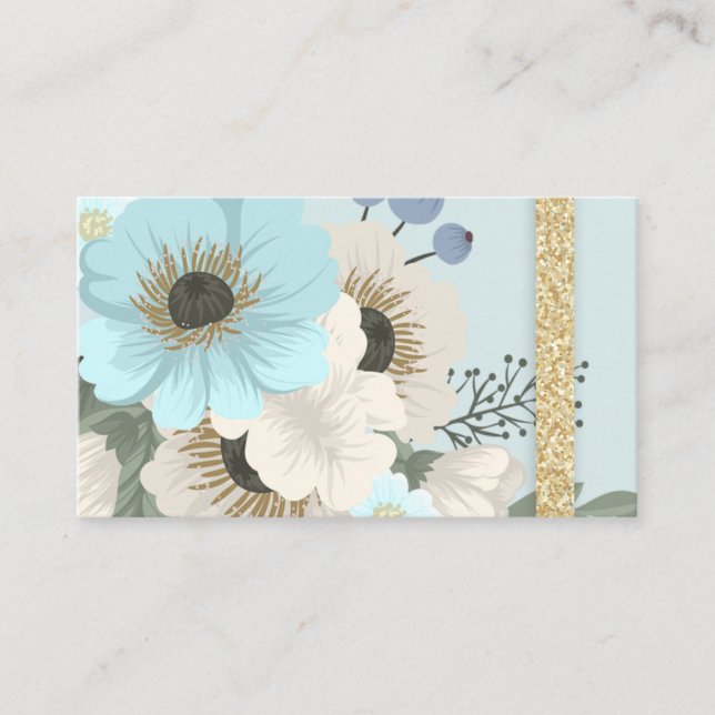 Blue Forals Business Card (Front)