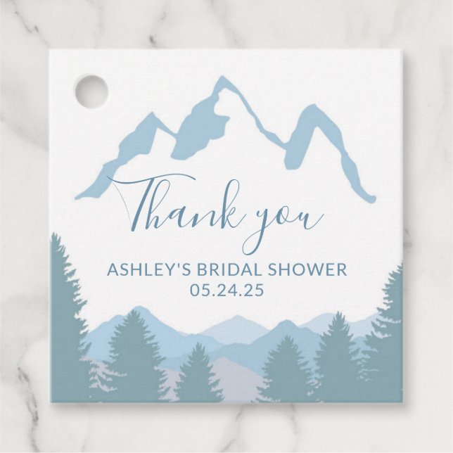 Blue Forest Mountains Favour Tag (Front)