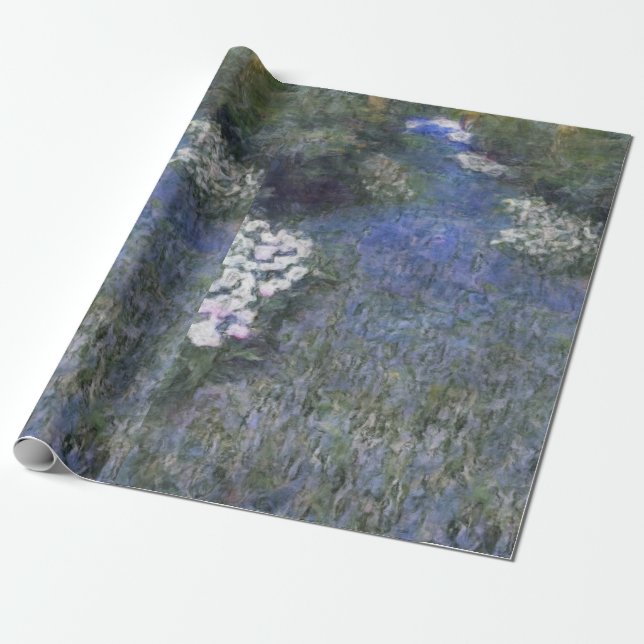 Blue Forest Path Impressionist Oilpaint Wrapping Paper (Unrolled)