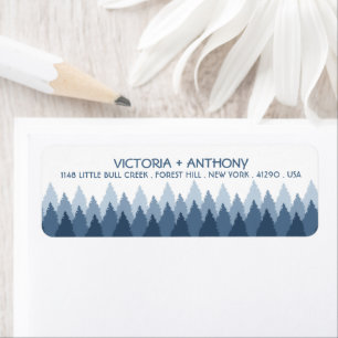 Blue Forest Range Woodland Wedding Return Address Label