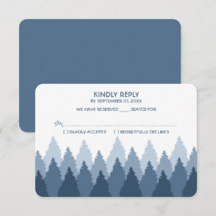 Blue Forest Range Woodland Wedding RSVP Card