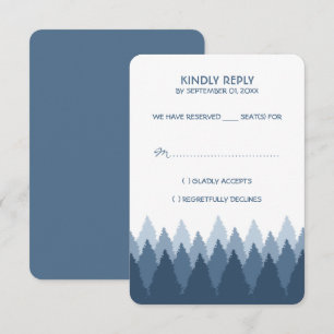 Blue Forest Range Woodland Wedding RSVP Card