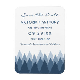 Blue Forest Range Woodland Wedding Save The Date Magnet