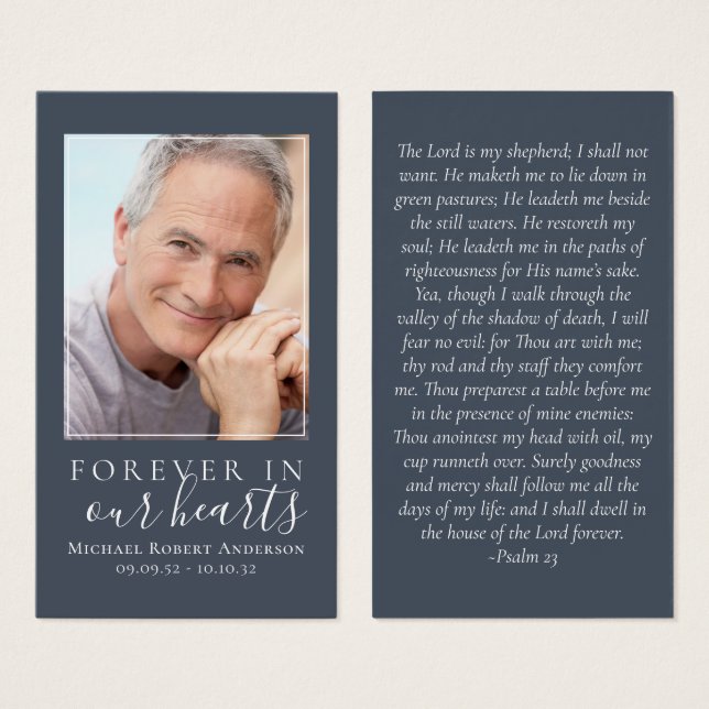 Blue Forever in Our Hearts Memorial Card (Front & Back)