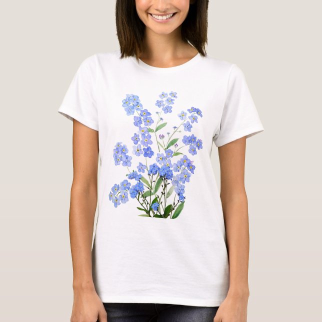 blue forget me not 2024 watercolor  T-Shirt (Front)
