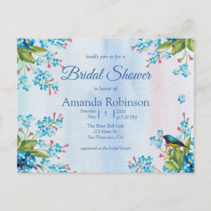 Blue Forget-me-not Flower Bridal Shower Postcard