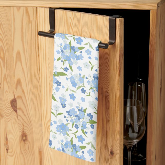 Blue Forget Me Not Flower Kitchen Towel (Thirds Fold)