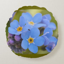 Blue Forget-Me-Not Flower Throw Pillow