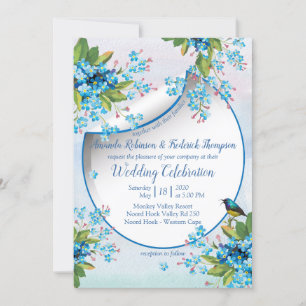 Blue Forget-me-not Flower Wedding Invitation