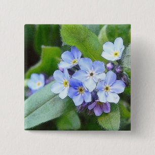 Blue Forget Me Not Flowers 15 Cm Square Badge